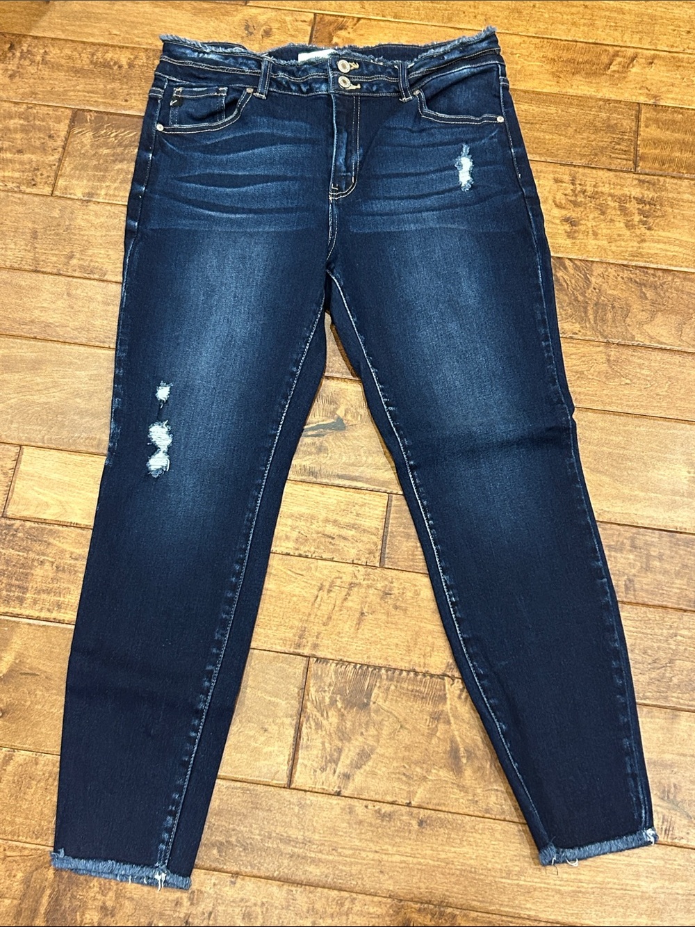 KanCan Dark Indigo Distressed High-Rise Skinny Jeans